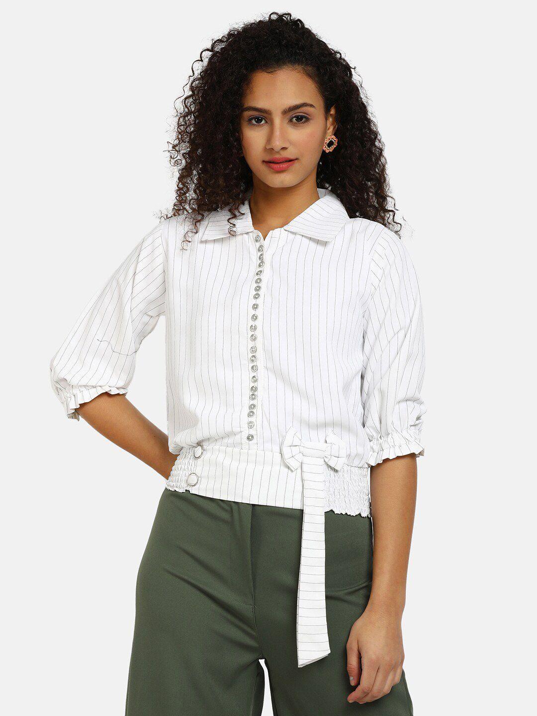 v-mart white striped shirt style top