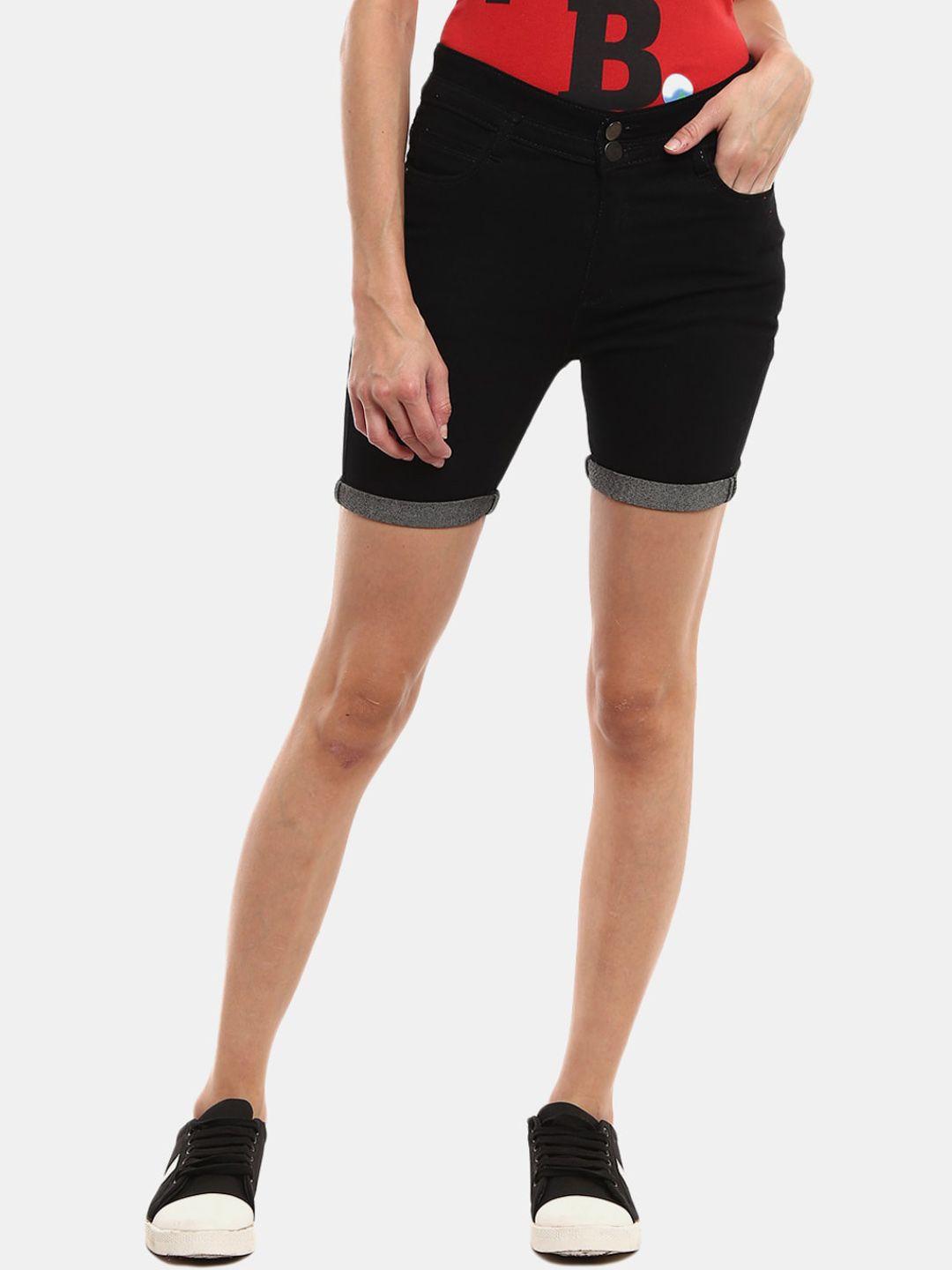 v-mart women black outdoor denim shorts