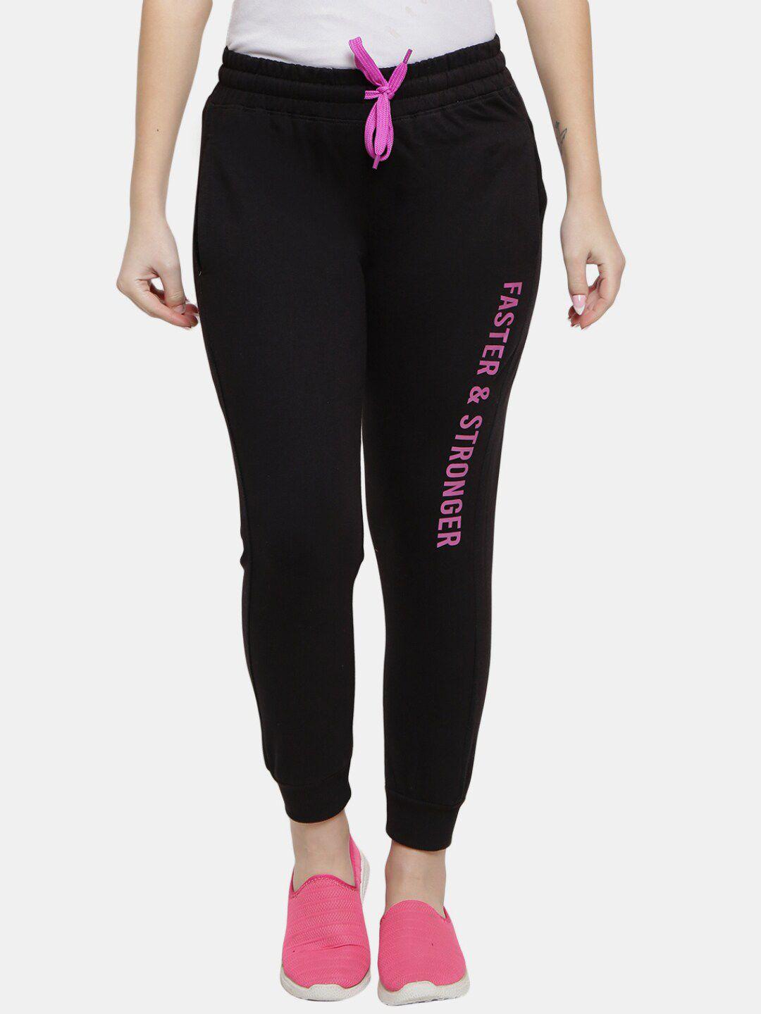 v-mart women black solid cotton joggers