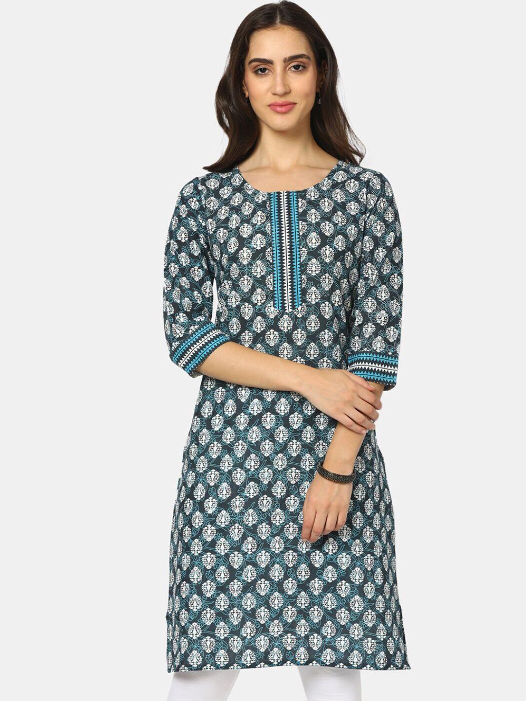 v-mart women blue & blue printed kurta