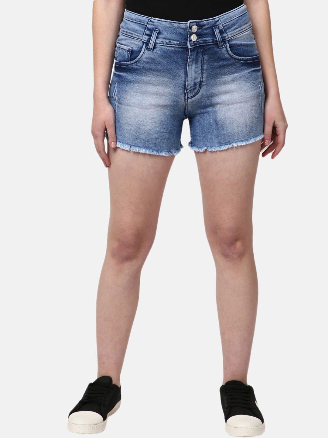 v-mart women blue washed denim shorts