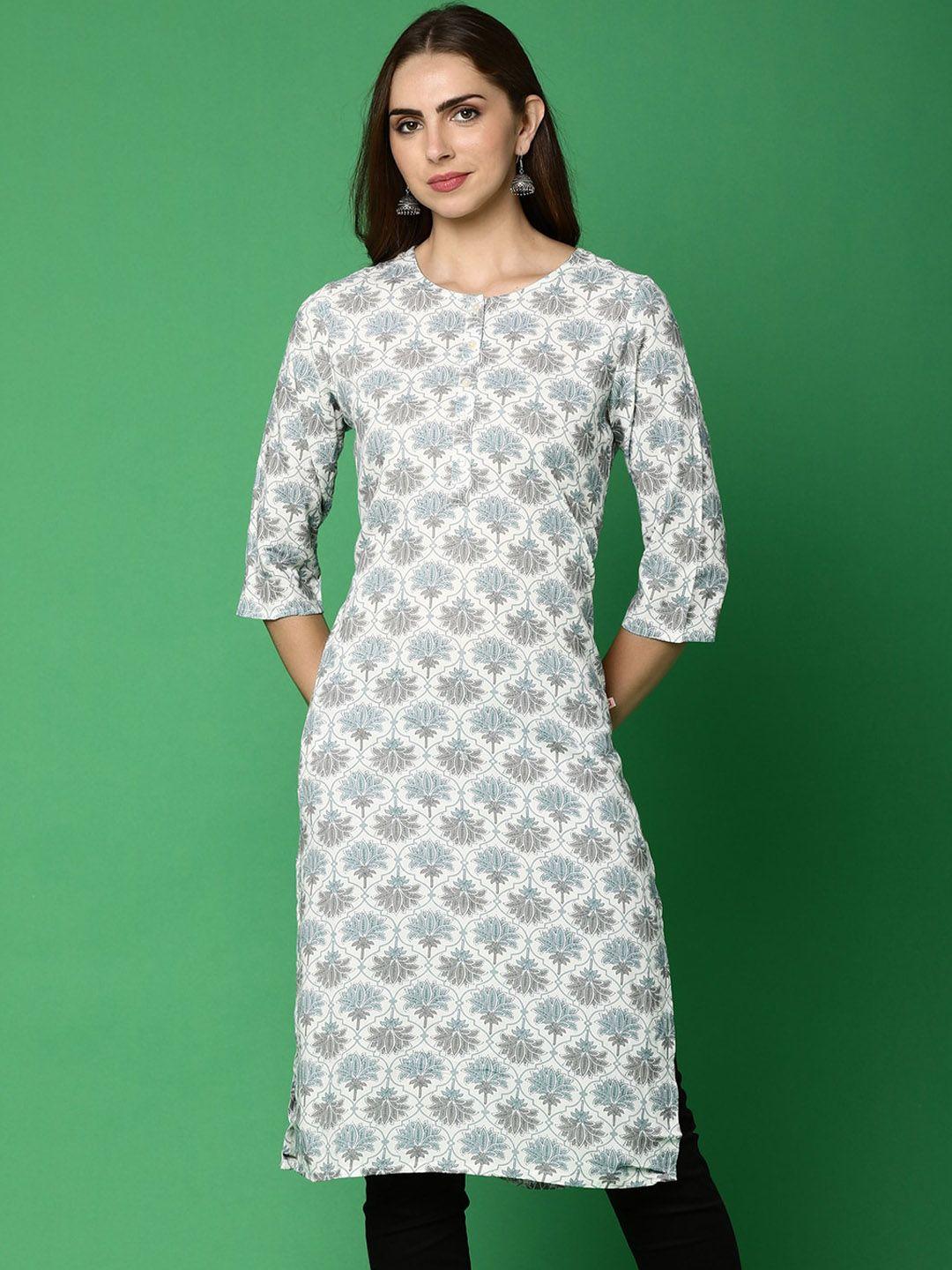 v-mart women cold-shoulder sleeves thread work kaftan kurta