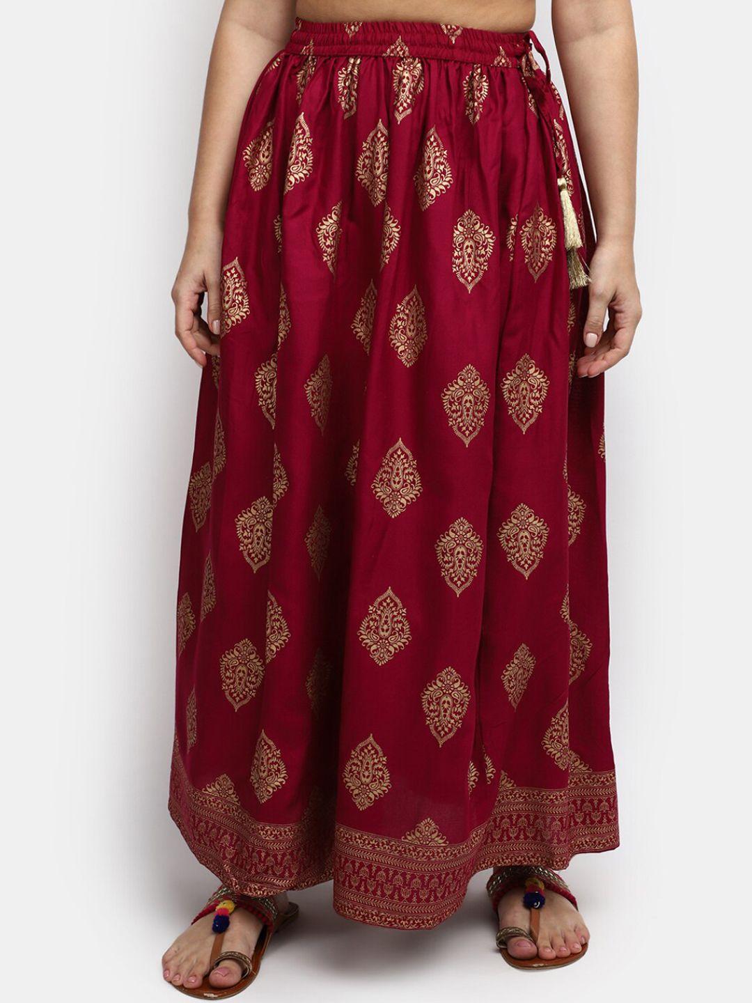 v-mart women ethnic motifs printed maxi straight skirt