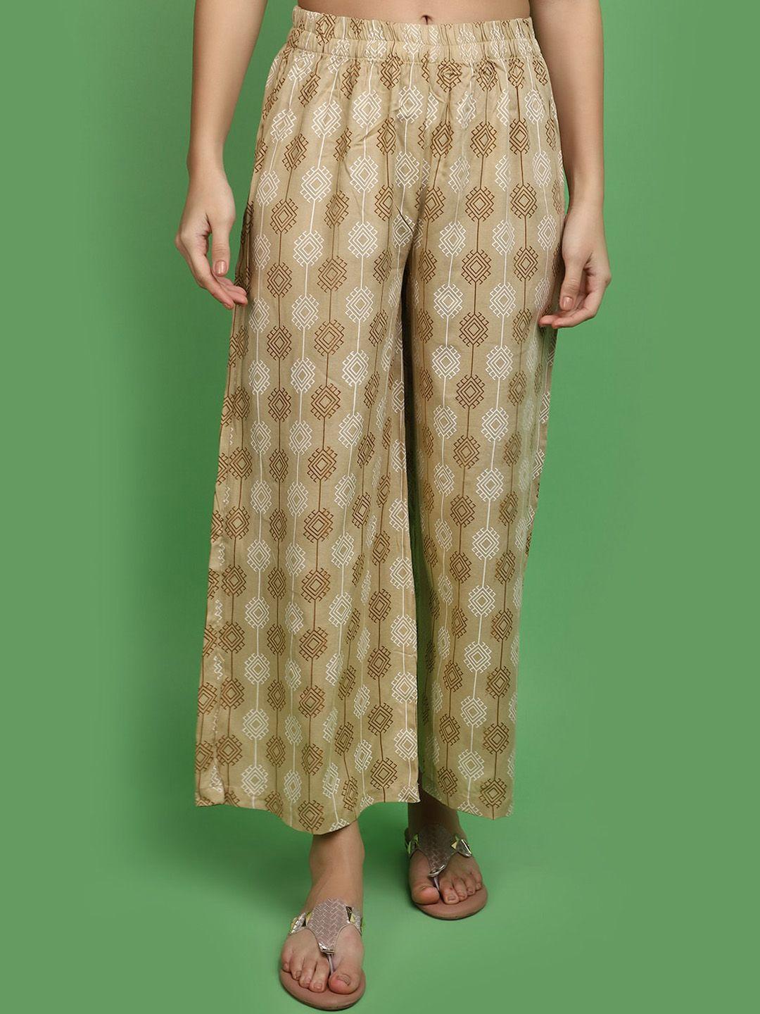 v-mart women ethnic motifs printed mid-rise parallel trousers