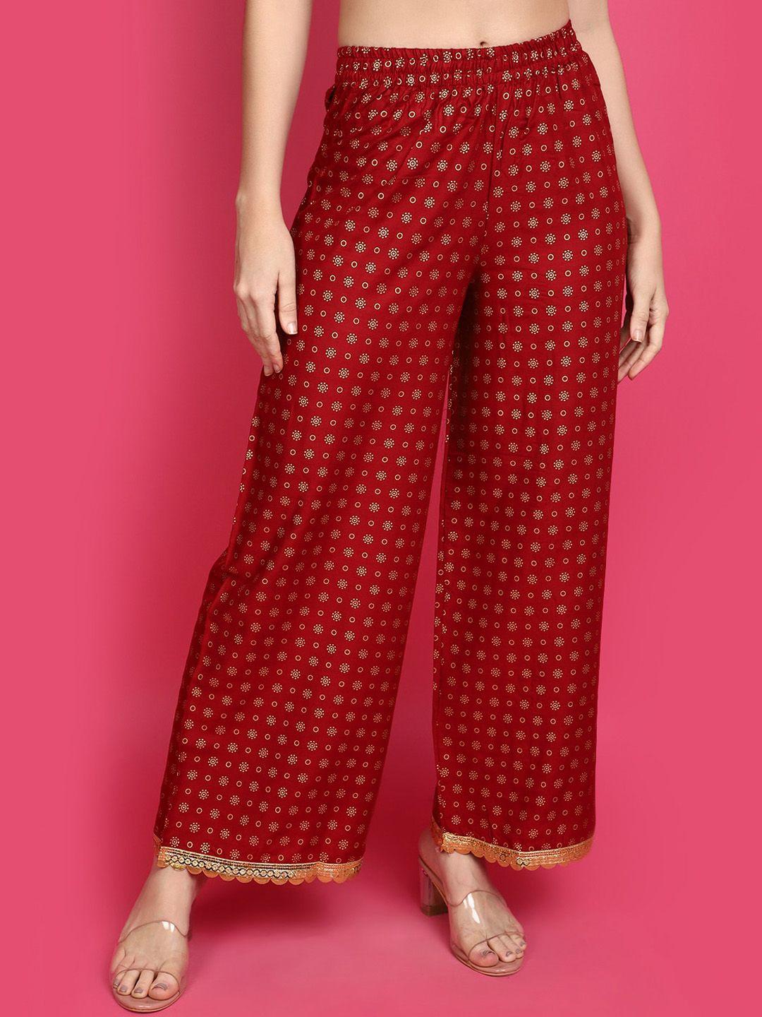 v-mart women ethnic motifs printed straight fit parallel trousers