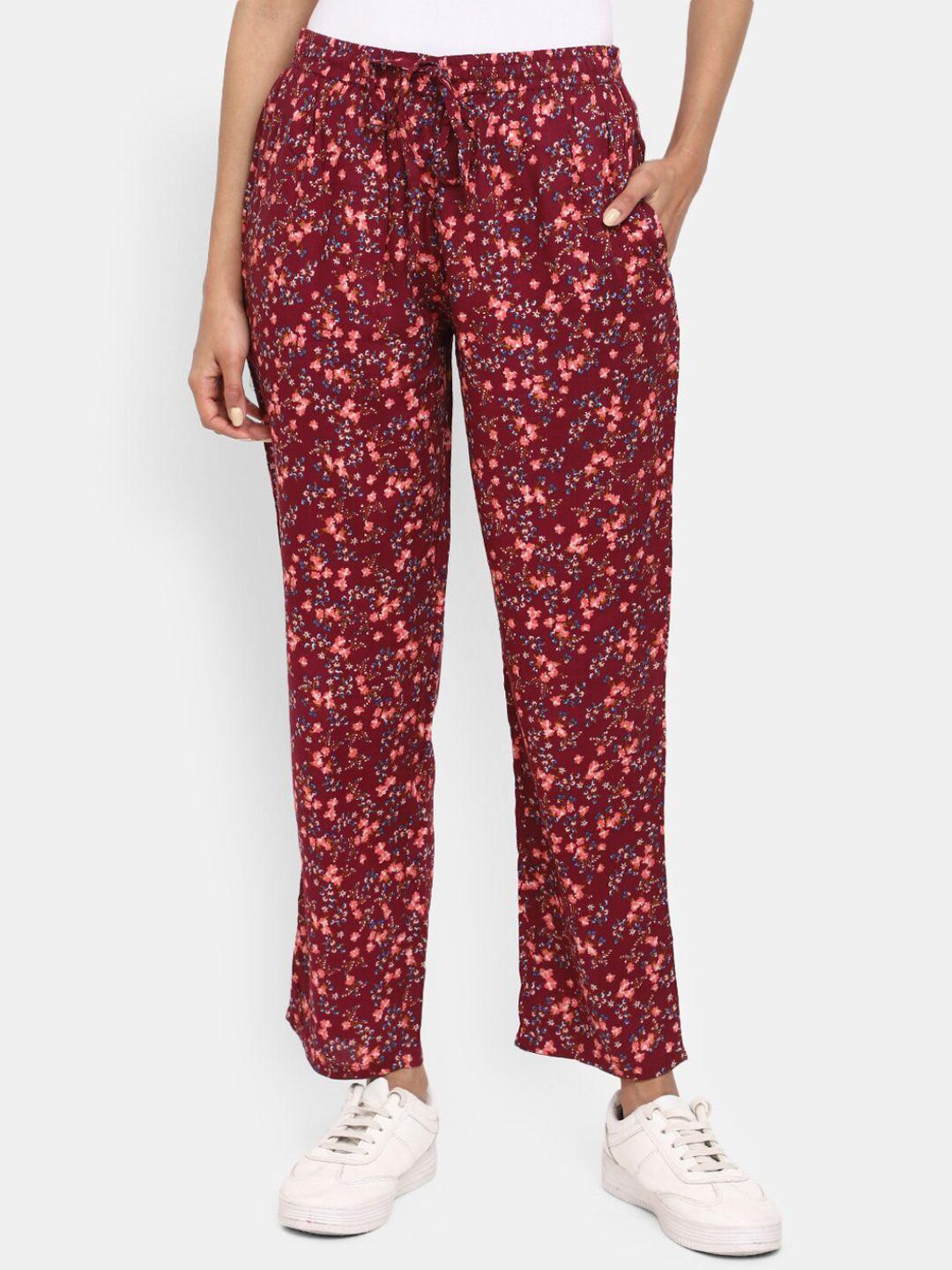 v-mart women floral printed mid-rise track pants