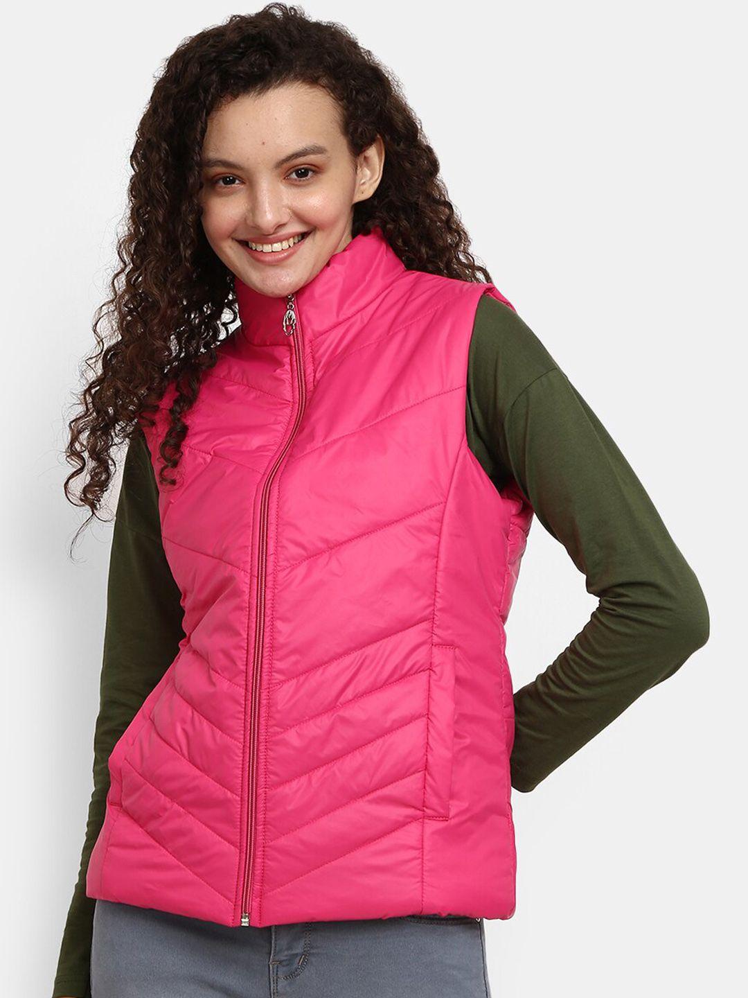 v-mart women fuchsia padded jacket