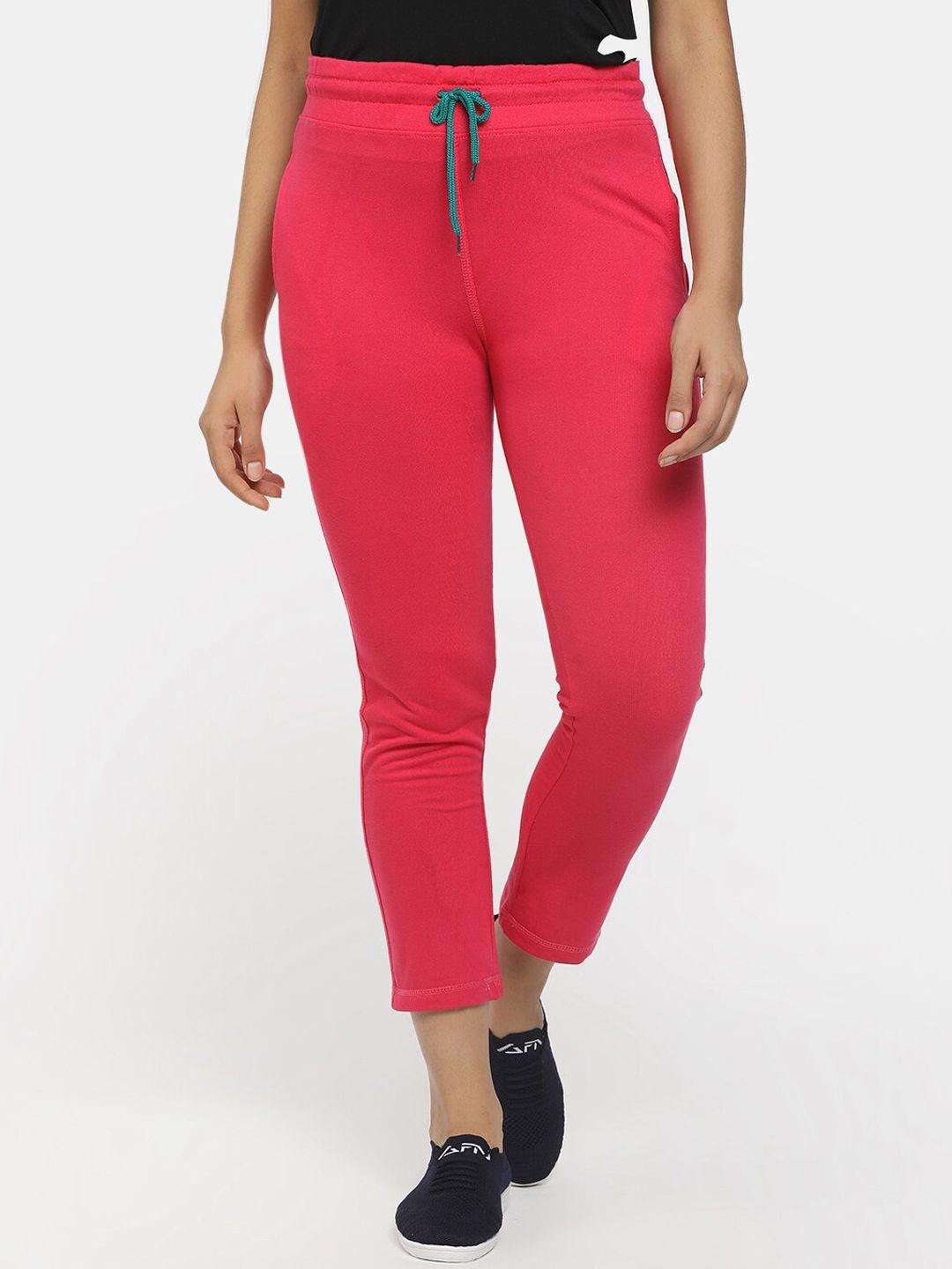 v-mart women fuchsia solid cotton track pants