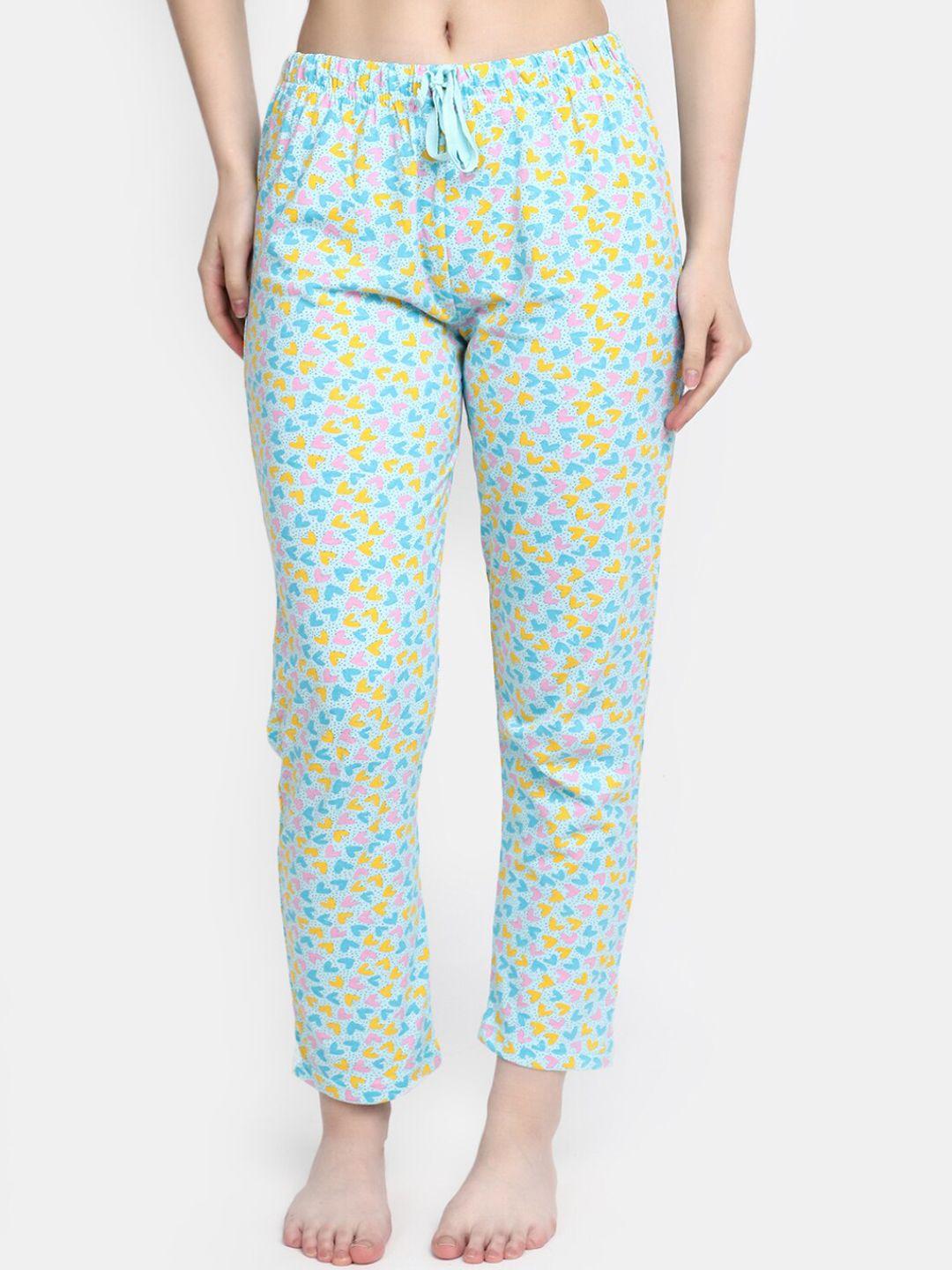 v-mart women heart printed mid-rise cotton lounge pants