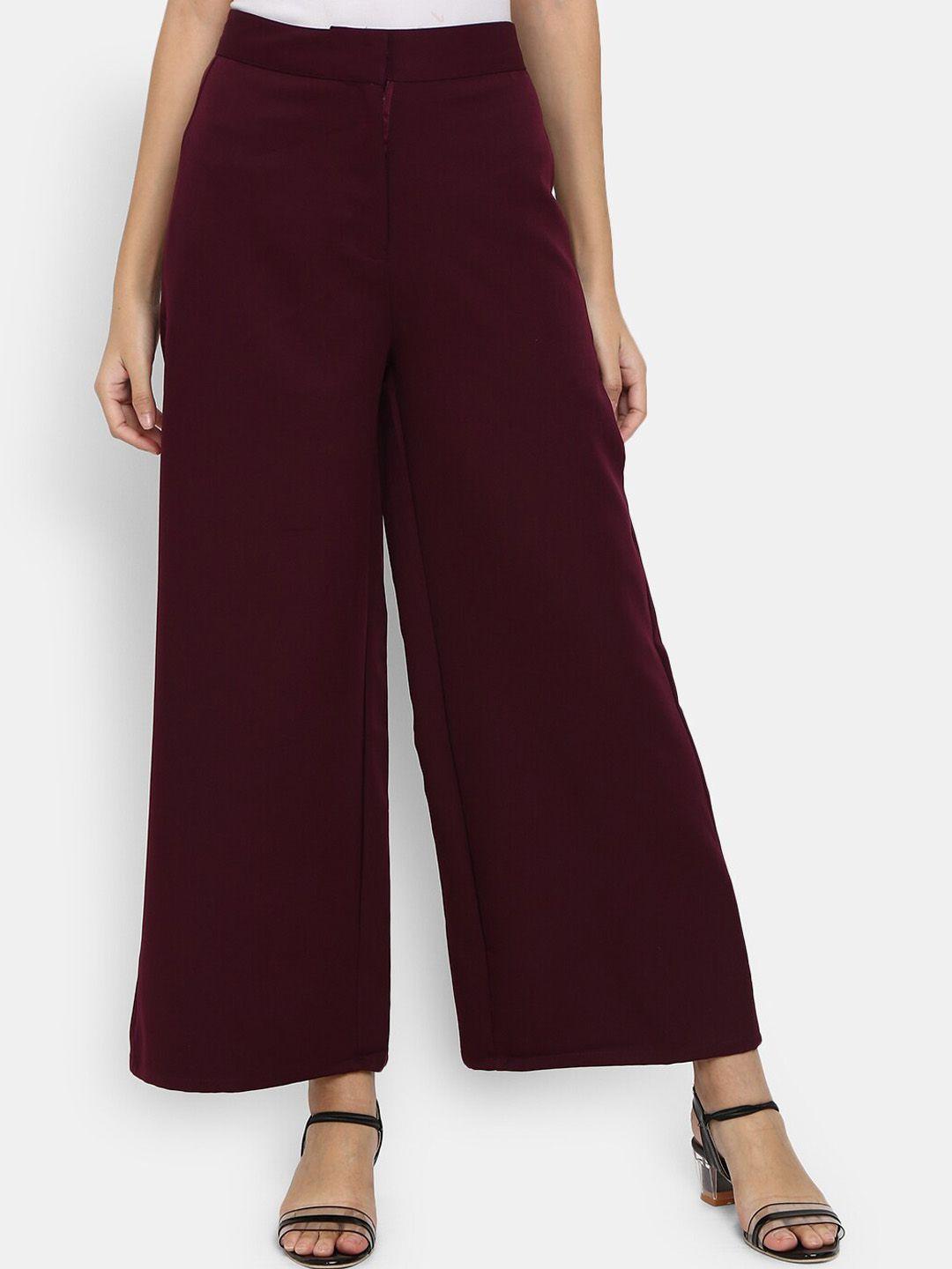 v-mart women maroon regular fit classic trousers