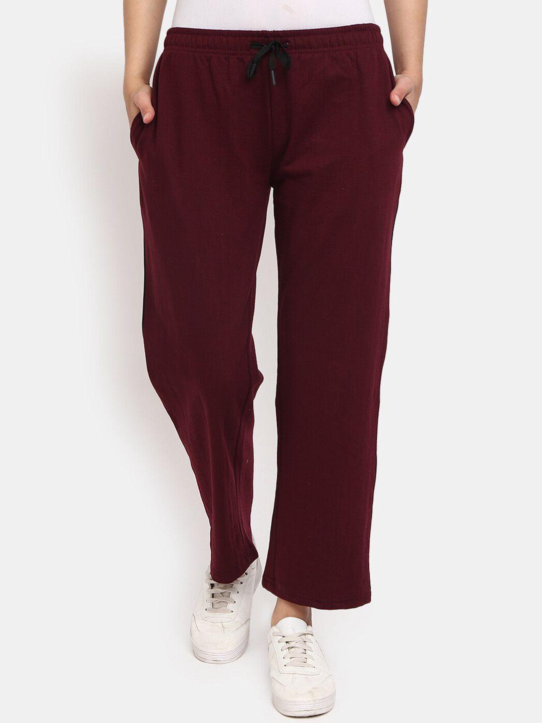 v-mart women maroon solid cotton track pant