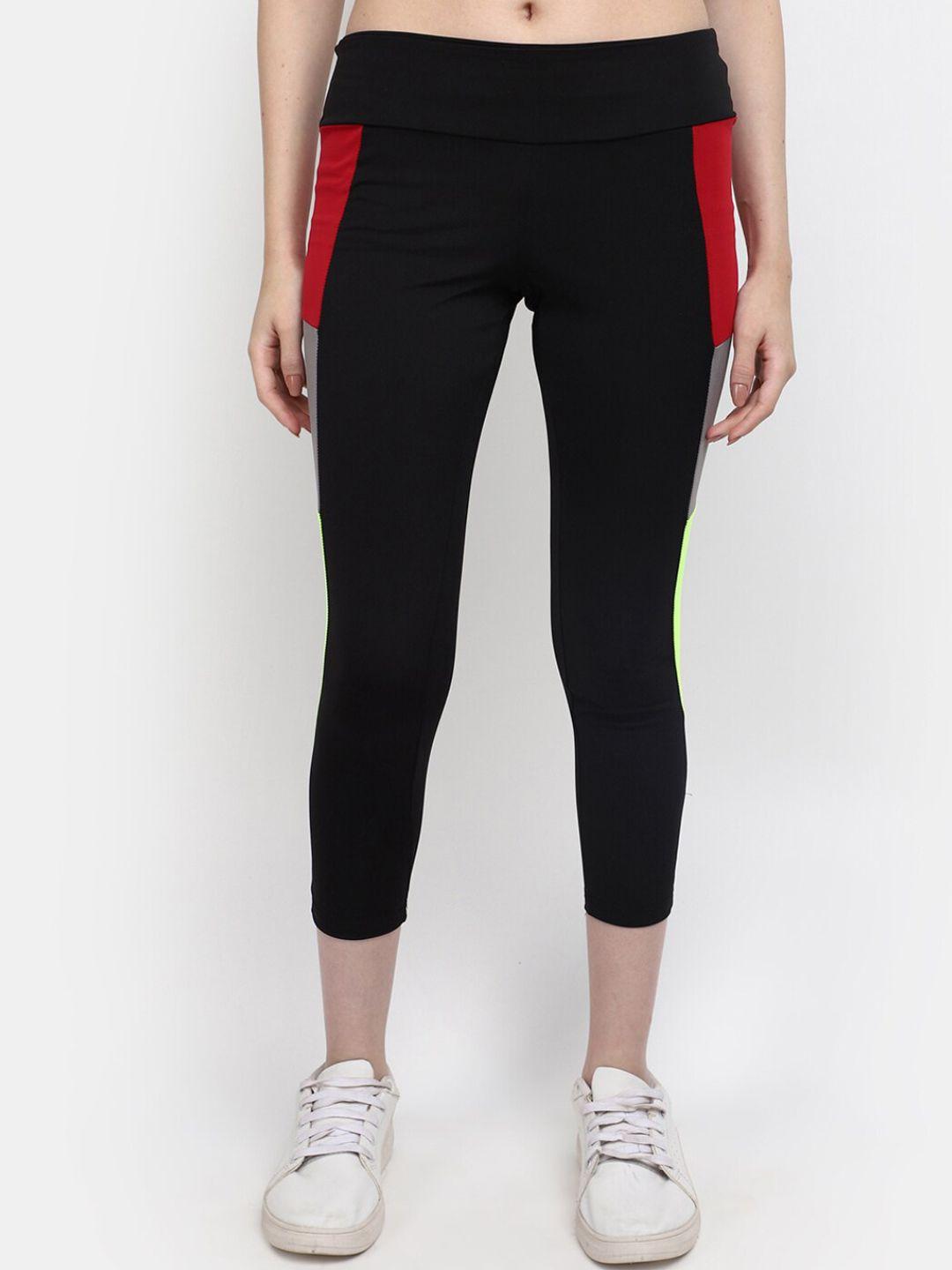 v-mart women mid-rise colourblocked three-fourth track pants