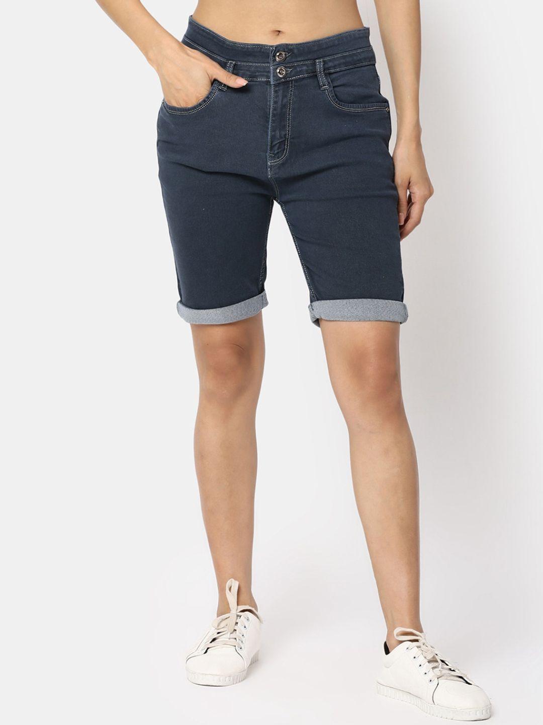 v-mart women mid-rise cotton denim shorts