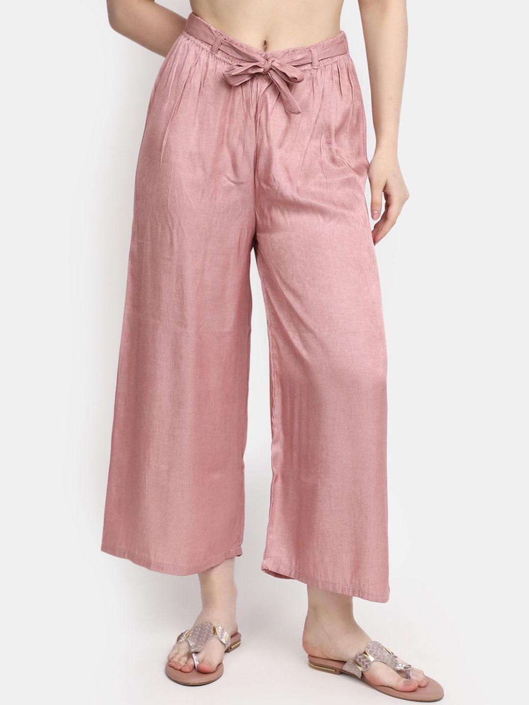 v-mart women mid rise cotton parallel trousers