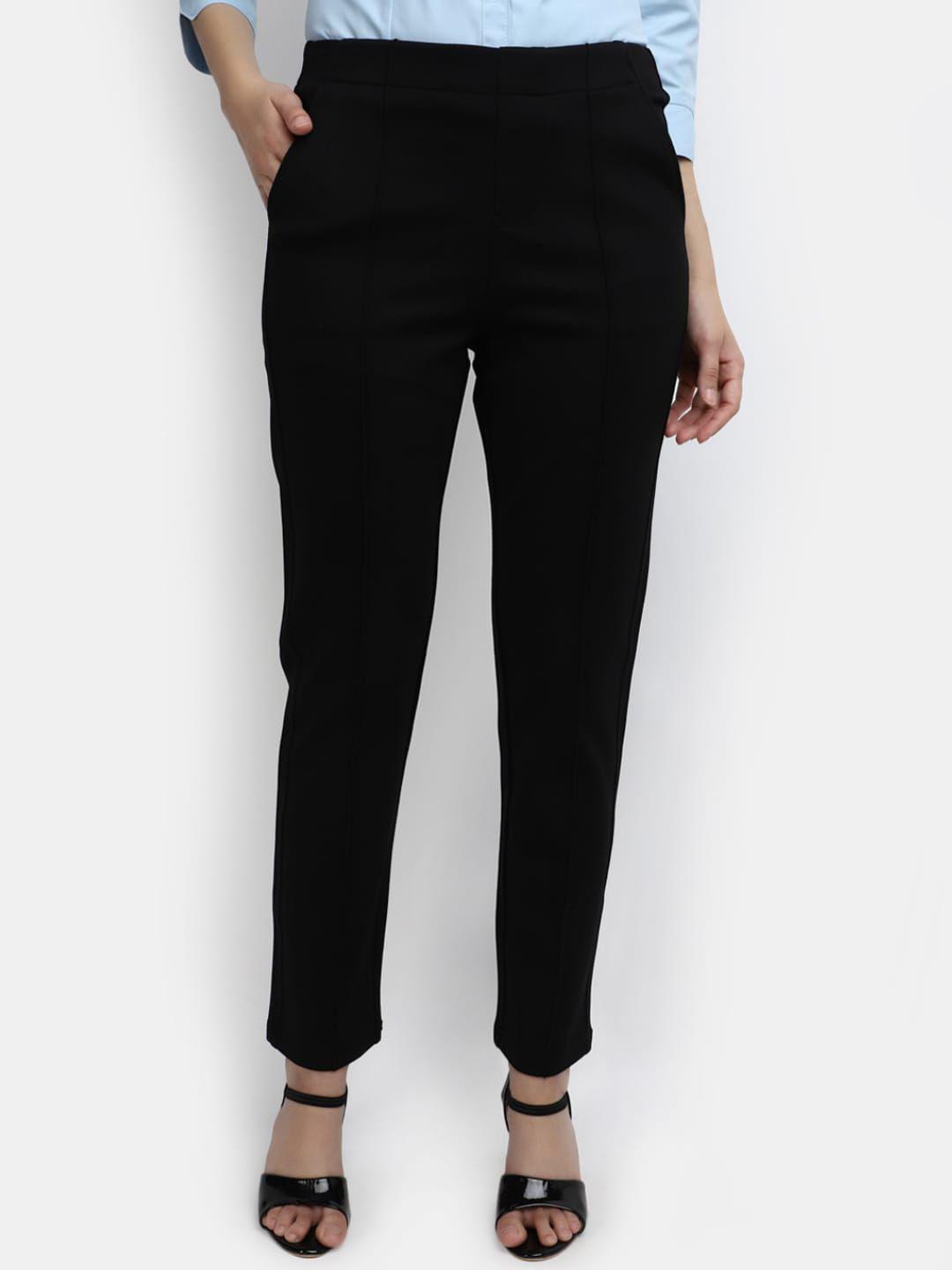 v-mart women mid-rise easy wash cotton formal trousers