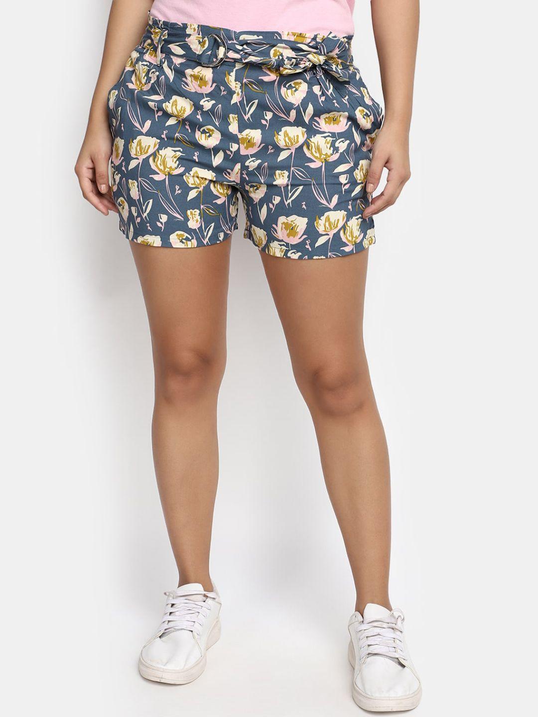 v-mart women mid-rise floral printed shorts