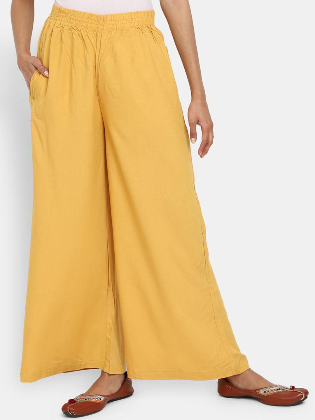 v-mart women mid rise pleated cotton trousers