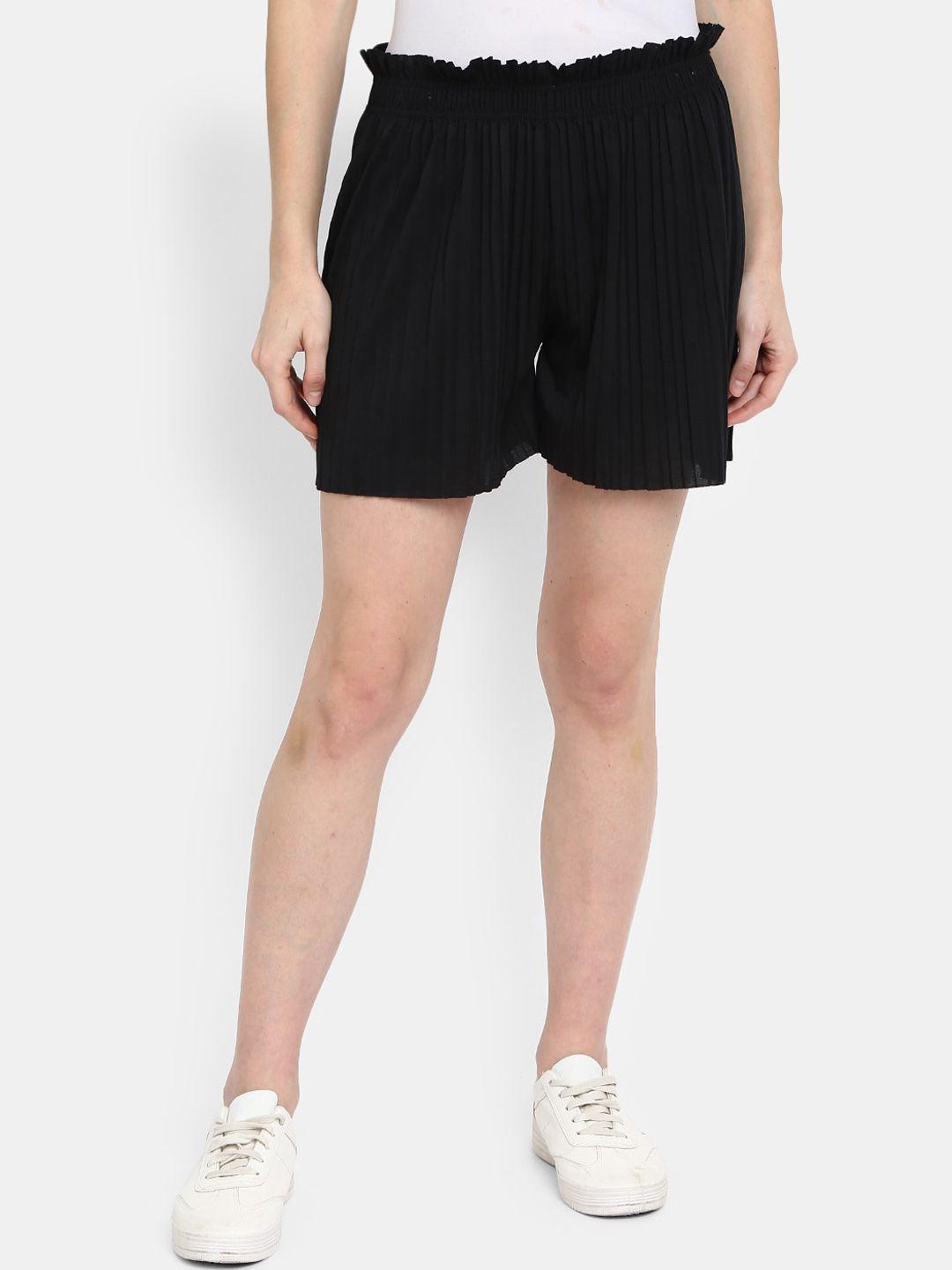v-mart women mid-rise self designed casual cotton shorts