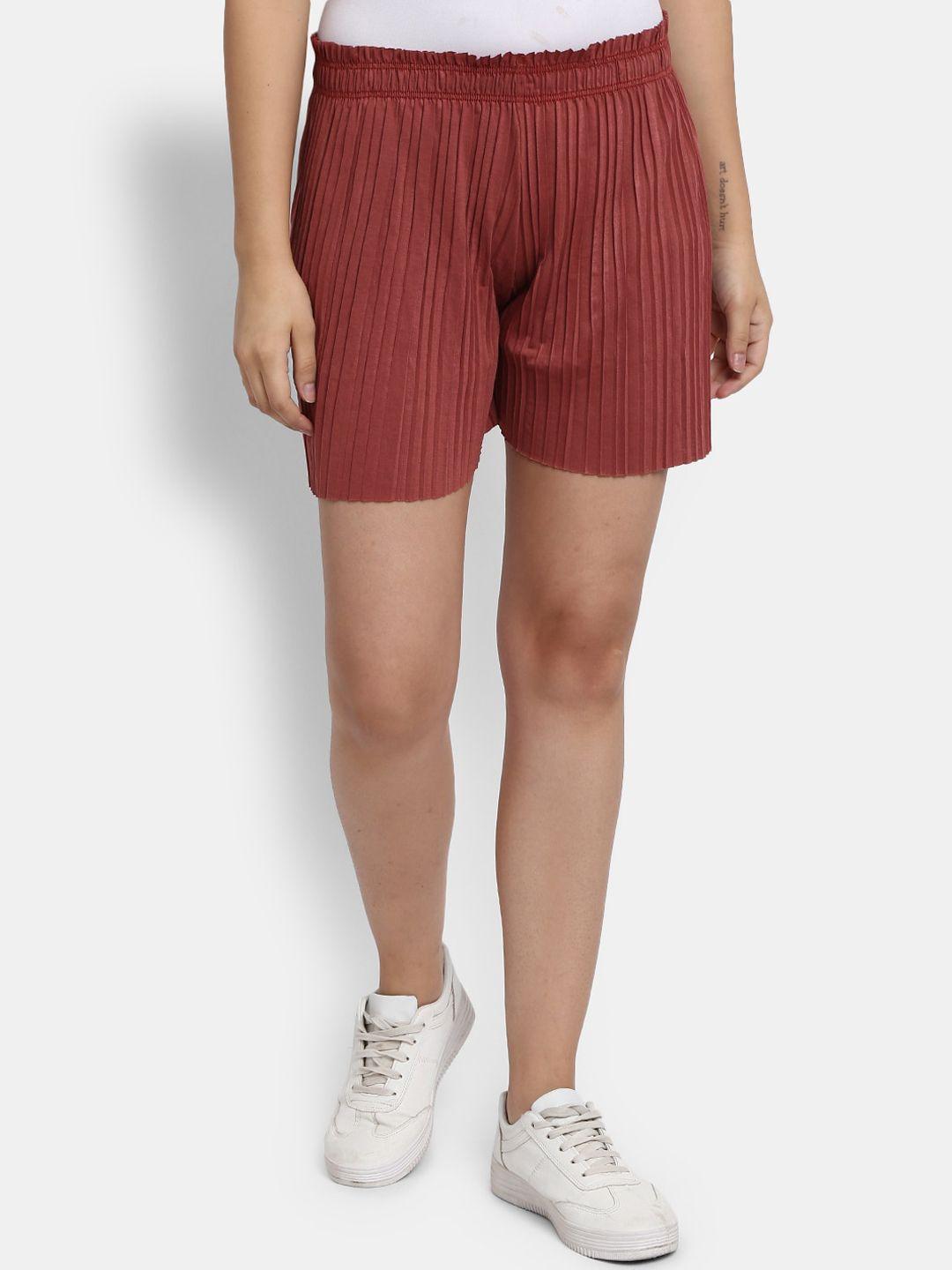 v-mart women mid-rise self designed casual cotton shorts