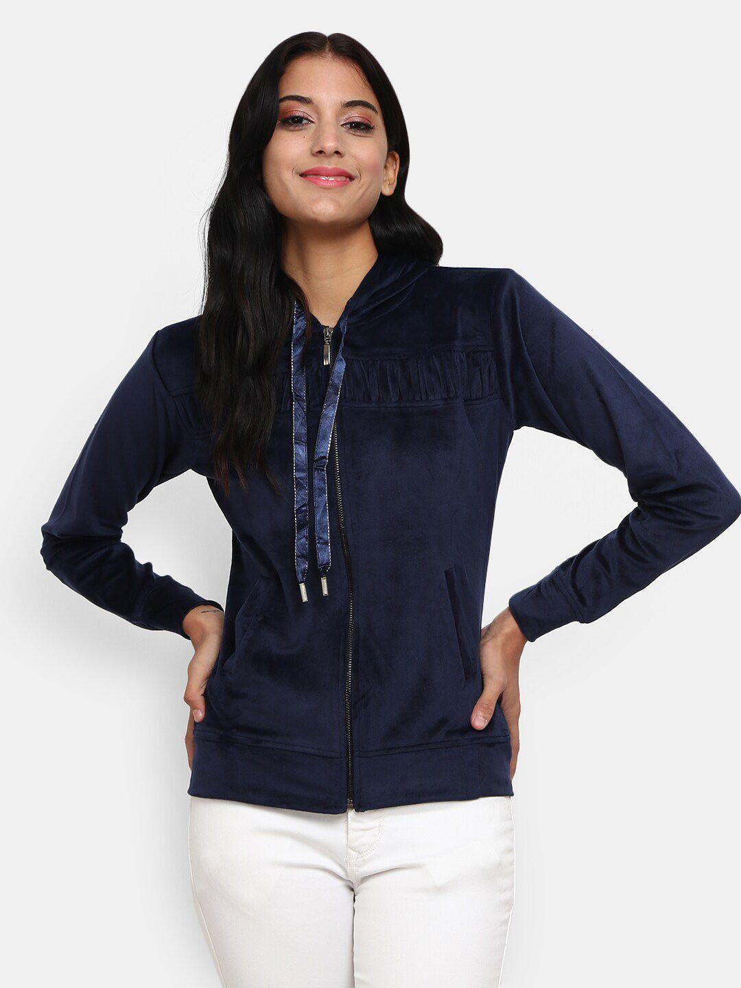 v-mart women navy blue hooded sweatshirt