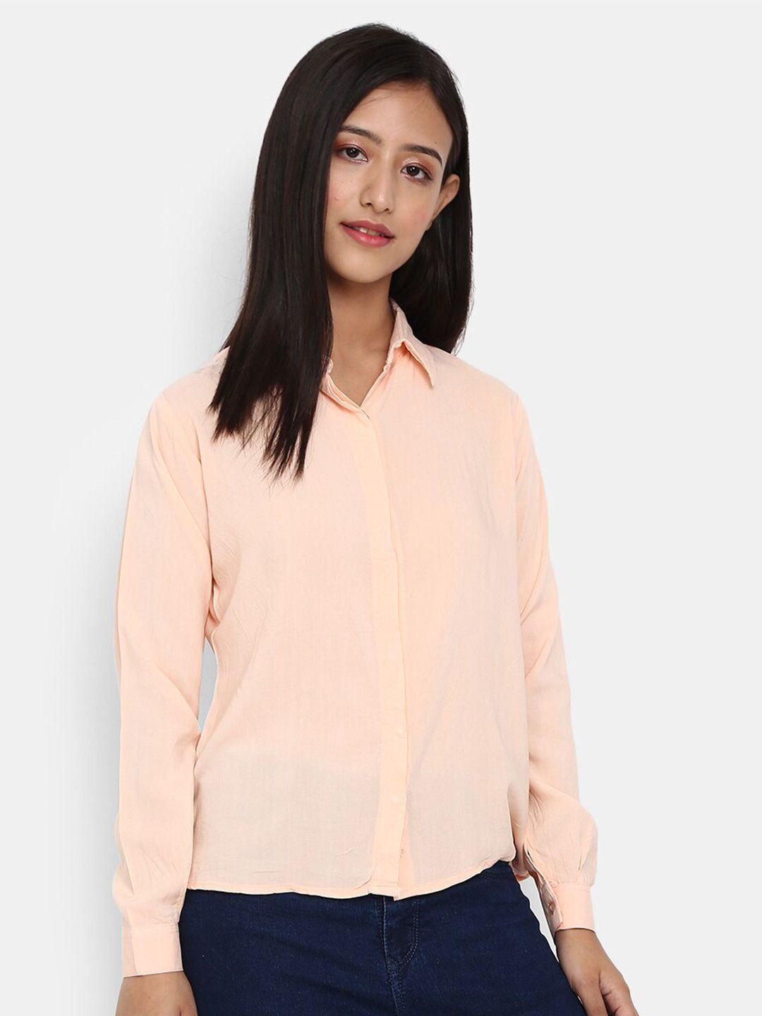 v-mart women peach-coloured casual shirt