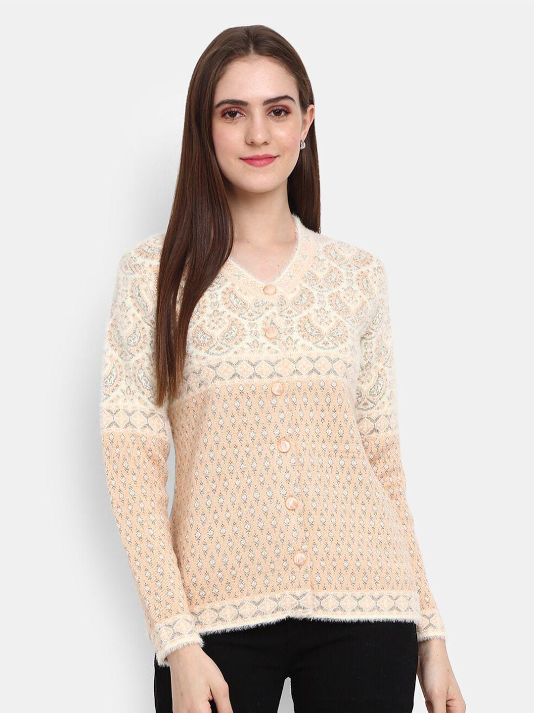 v-mart women peach-coloured printed sweatshirt