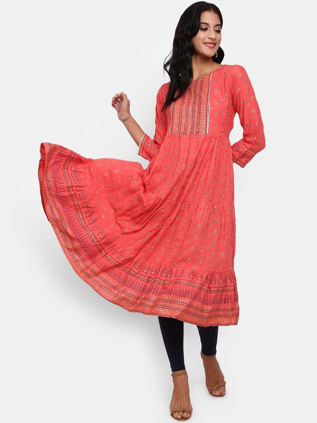 v-mart women pink ethnic motifs printed kurta