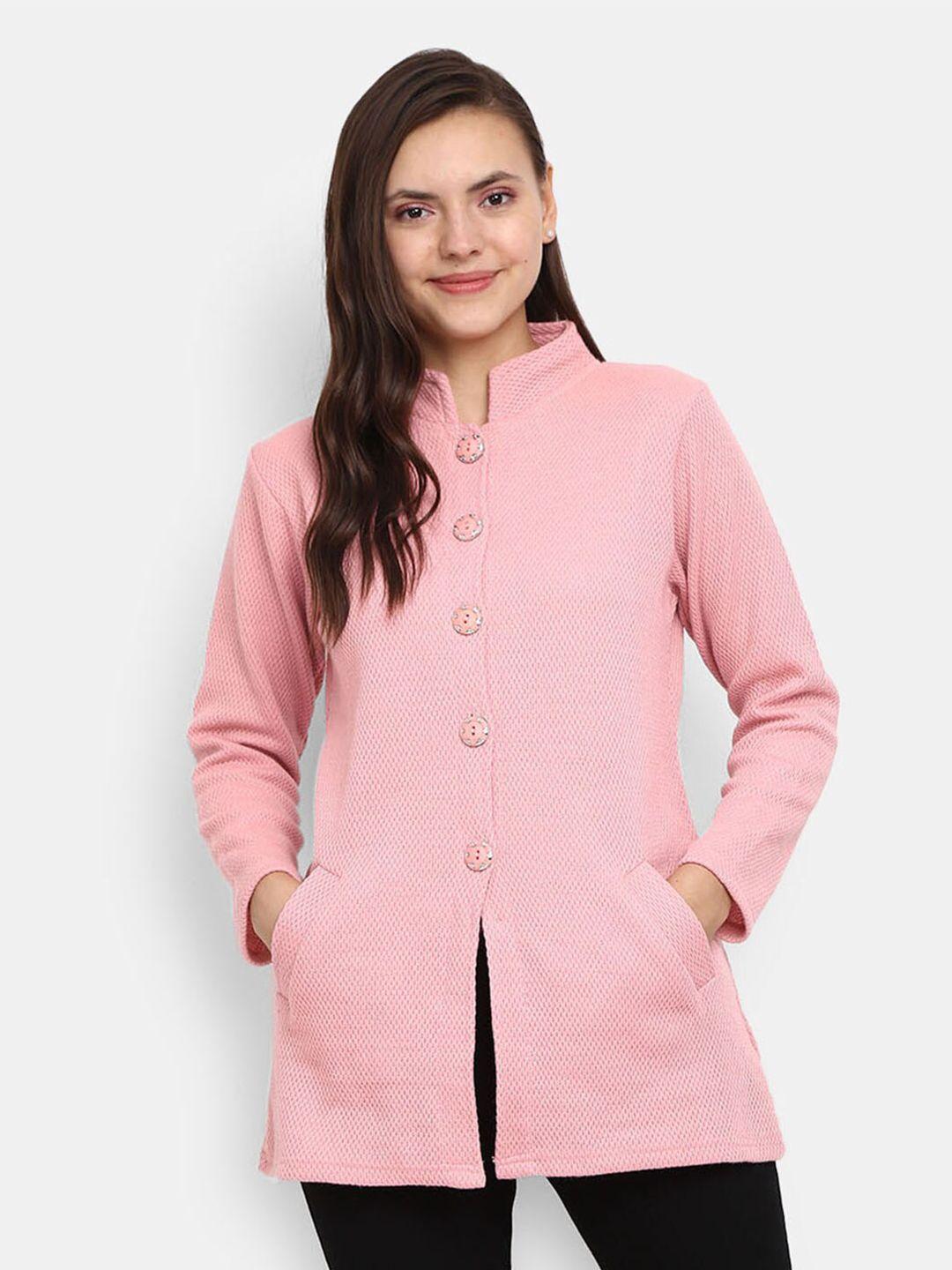 v-mart women pink longline acrylic cardigan