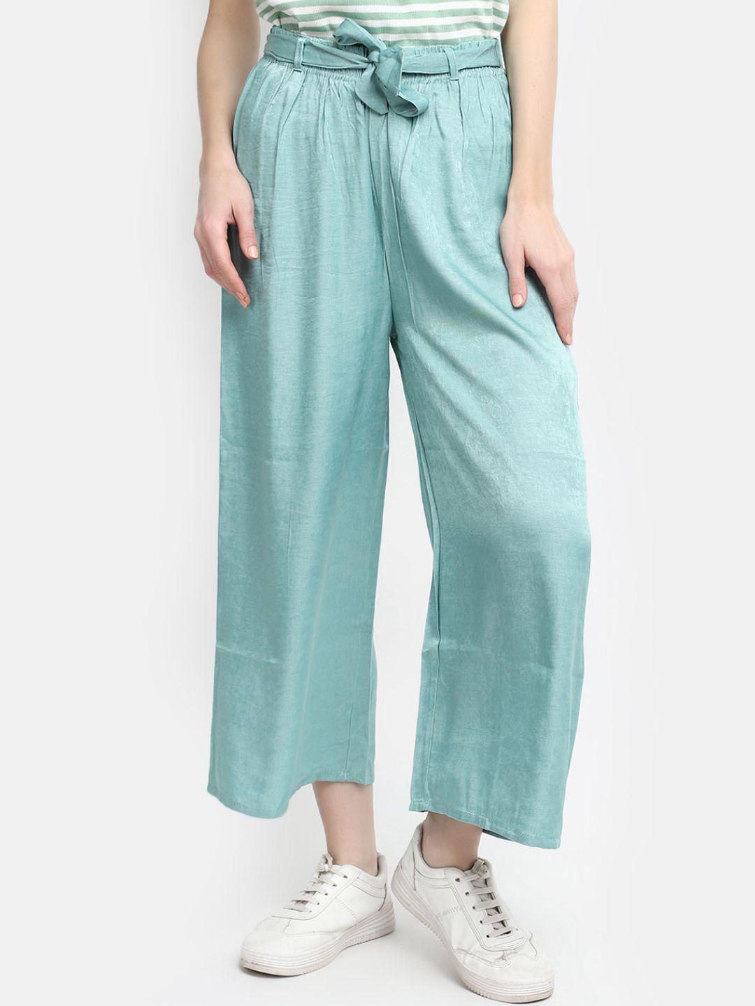 v-mart women pleated cropped cotton parallel trousers