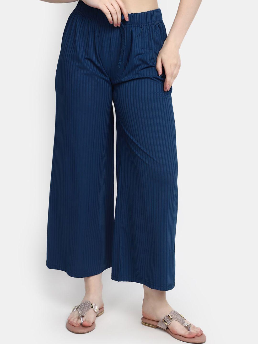 v-mart women self design textured ribbed parallel trousers