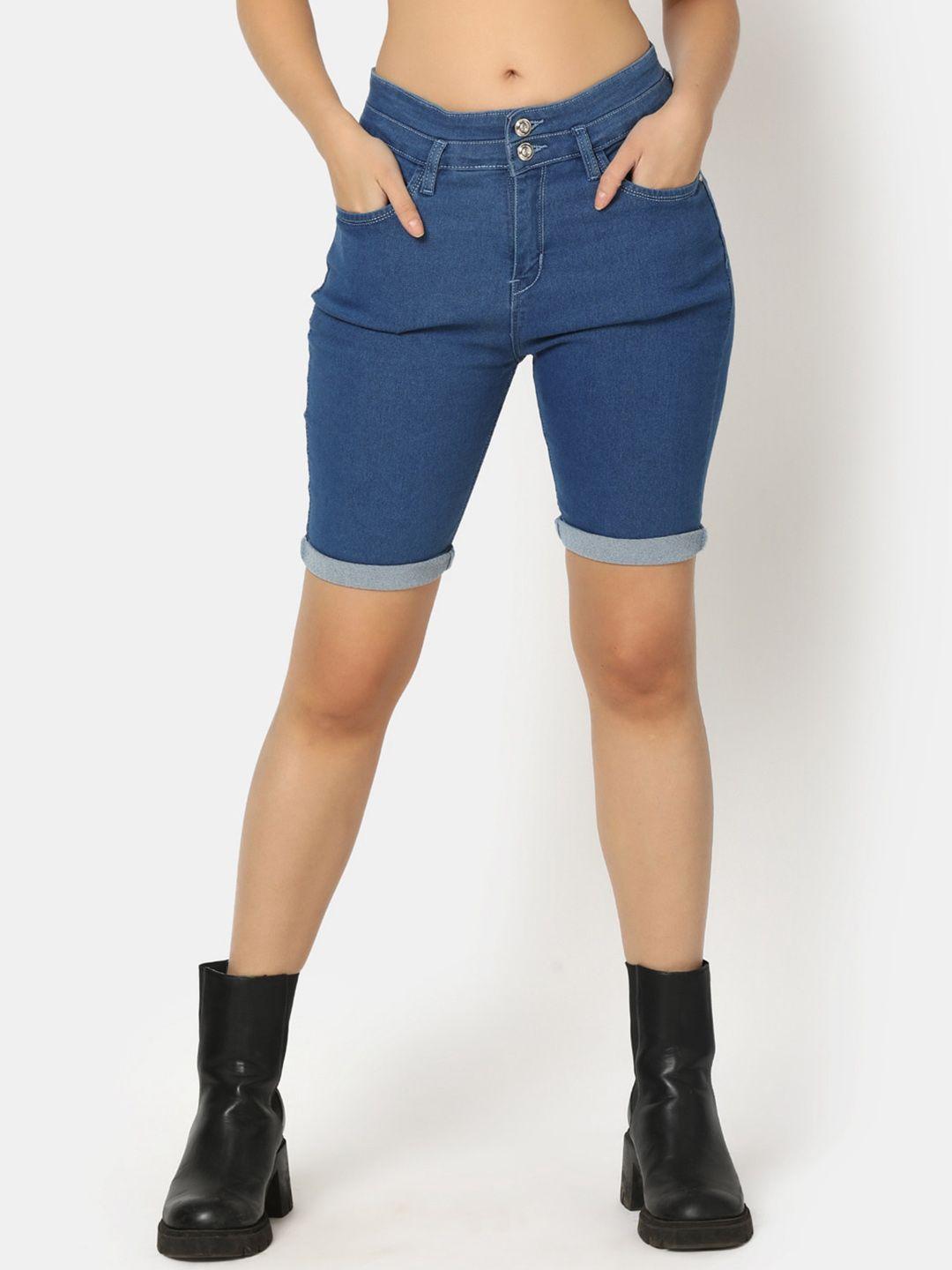 v-mart women slim fit cotton denim shorts