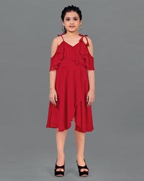 v-neck fit & flare dress