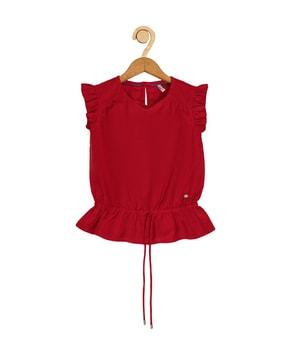 v-neck peplum top with frilled detail