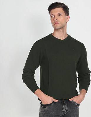 v-neck textured sweater