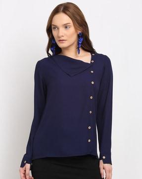 v-neck top with button accent