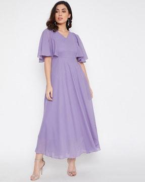 v-neck a-line dress with short sleeves