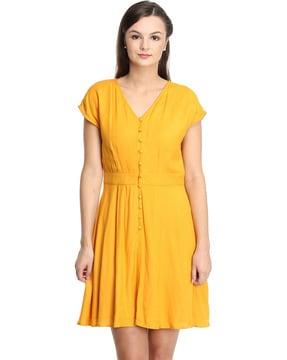 v-neck a-line dress