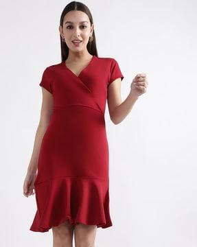 v-neck a-line dress