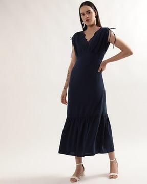 v-neck a-line dress