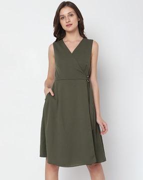 v-neck a-line dress