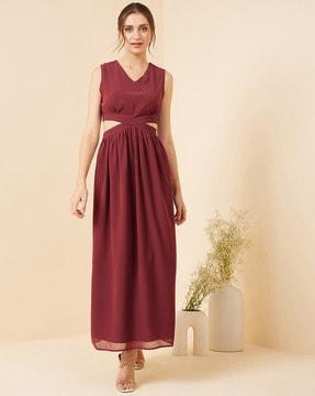 v-neck a-line dress