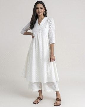 v-neck a-line kurta & palazzos set