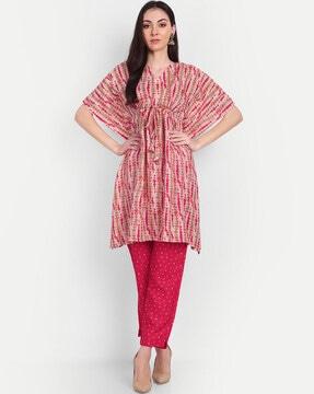 v-neck a-line kurta set