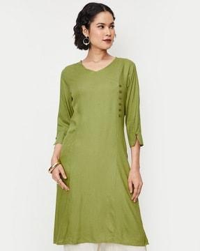 v-neck a-line kurta with pocket