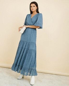 v-neck a-line maxi dress