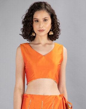 v-neck blouson fitted crop top