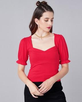 v-neck blouson top