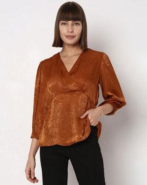 v-neck blouson top