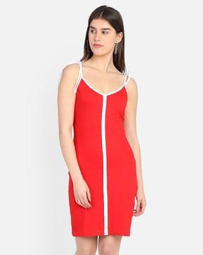 v-neck bodycon dress with tie-up