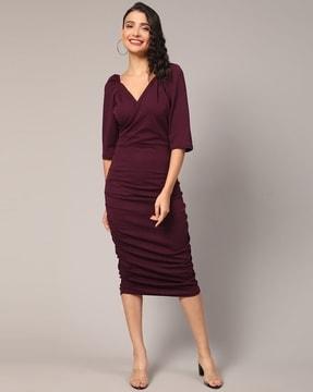 v-neck bodycon dress